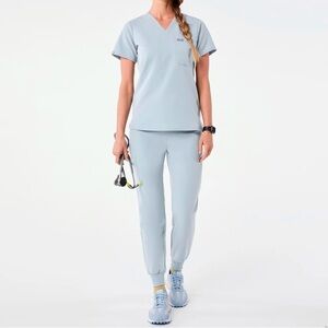 Figs Scrub Set-Dusty Blue